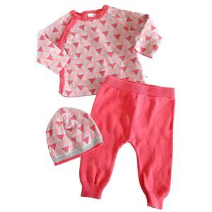 Petit Lem Pink Sweater Outfit 3pc Baby 3 Months Geometric Knit Leggings Top Hat